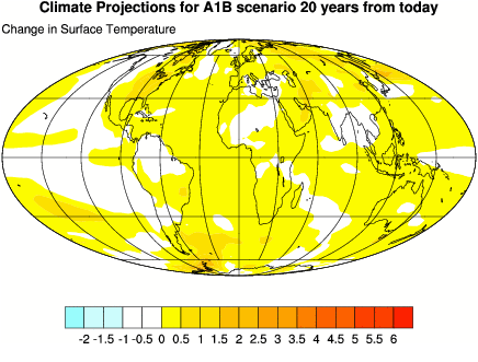 Enlarged view: change in surface temperature