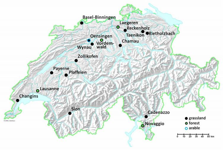 Enlarged view: Location of SwissSMEX sites